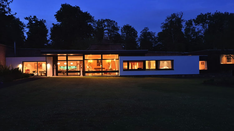 Leuchie walled garden - exterior at dusk