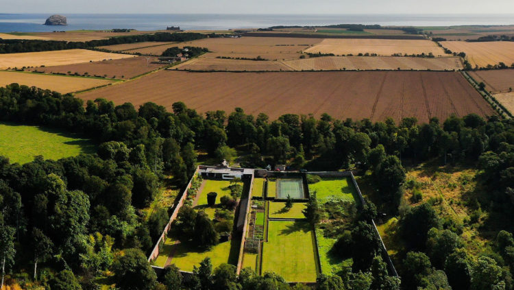 Leuchie walled garden aerial view